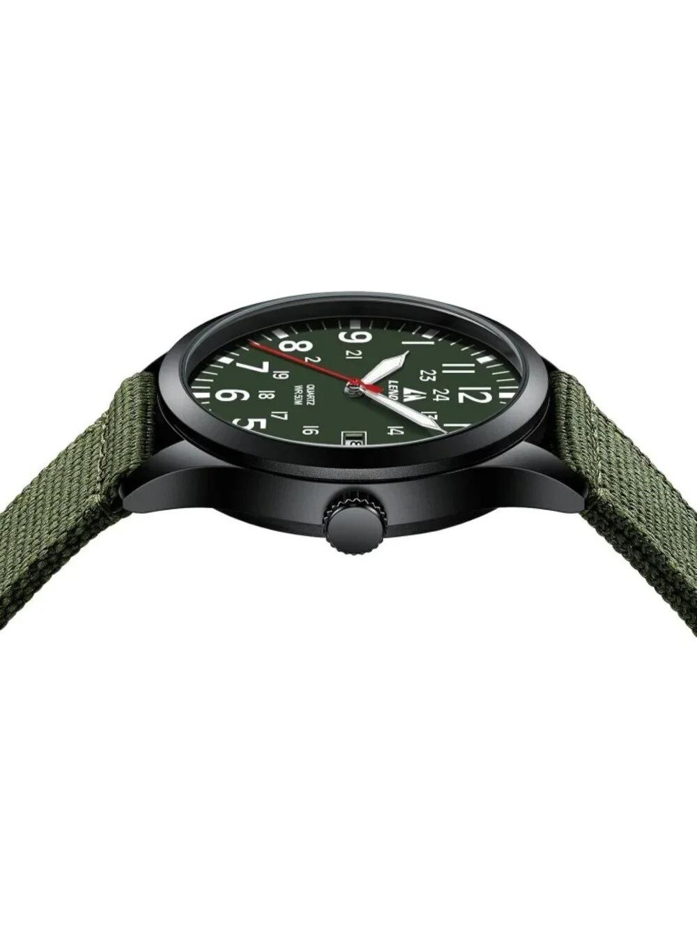 Men Green Red Nylon Strap Stylish Luminous Unisex Military Tactical Casual Watch